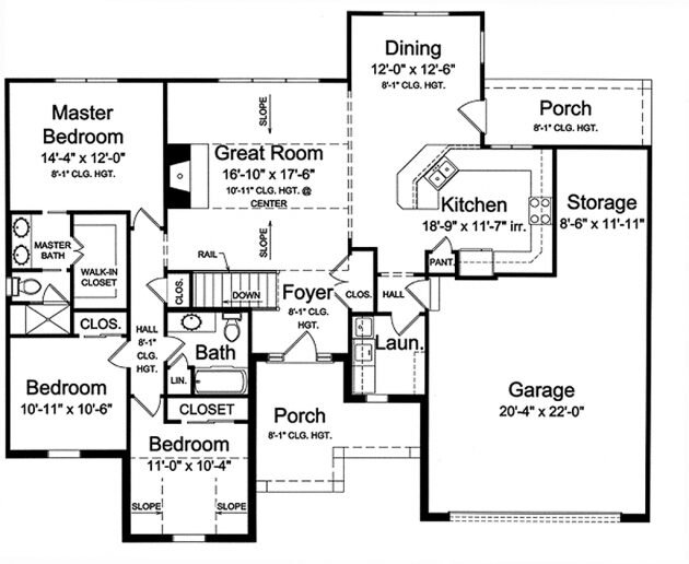 The Croft 1597 ICF bungalow - floor plan