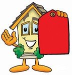 Clip Art Graphic of a Yellow Residential House Cartoon Character