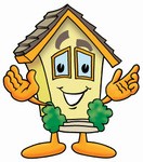 Clip Art Graphic of a Yellow Residential House Cartoon Character