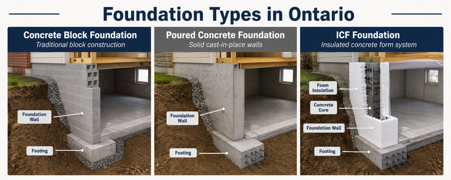 Foundation Types in Ontario (2026): Concrete Block vs Poured Concrete ...