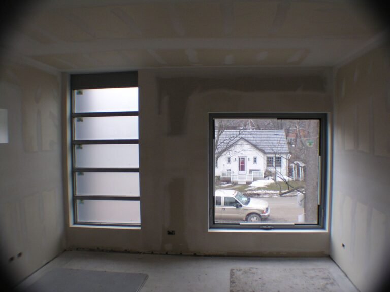 Taped drywall window wall, Ontario